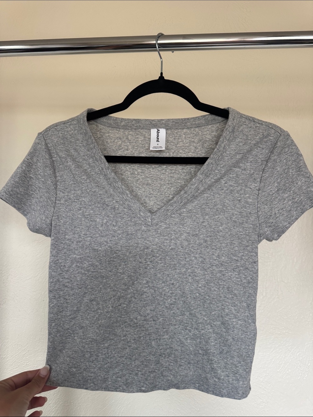 Light Gray V-Neck Short Sleeve Tee